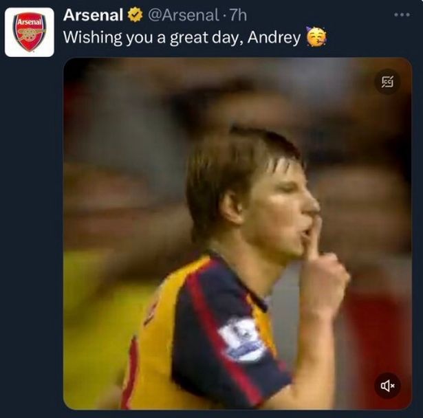 Arsenal delete tweet wishing ex-Russian star Andrey Arshavin a happy birthday