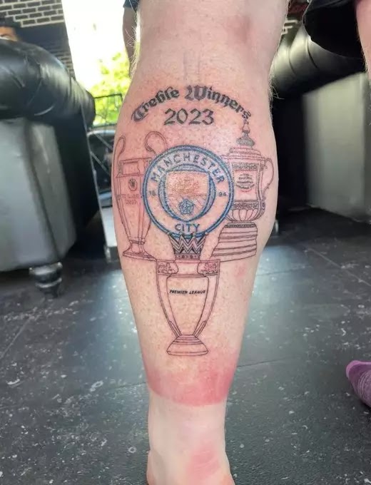 Man City fan has already got a treble tattoo ahead of Champions League final