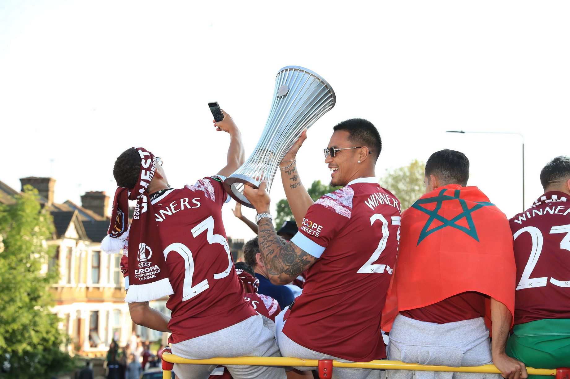 Thousands welcome Europa Conference League winners West Ham on victorious bus parade in London