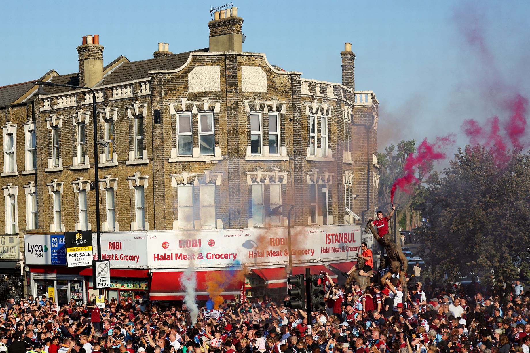 Thousands welcome Europa Conference League winners West Ham on victorious bus parade in London