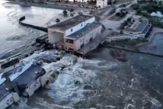 Ukrainian football stadium submerged under water after Russian attack destroys dam