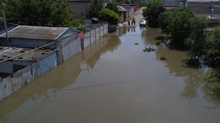Ukrainian football stadium submerged under water after Russian attack destroys dam